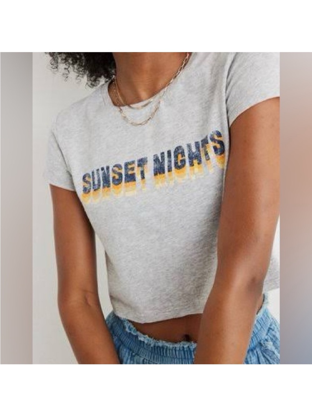 Aerie Sunset Nights Gray Graphic Baby Tee